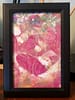 Monoprint 4 X 6 Original, Pink heart with swirls in greens, whites, gold, and silver - Image 2